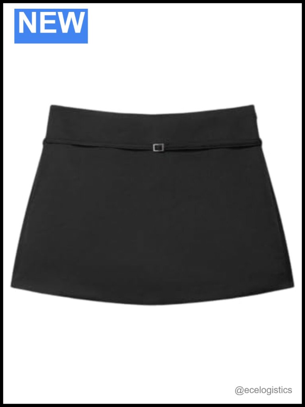 Belted A-line Mini Skort with Built-in Shorts, Zip Up, Texture Fabric